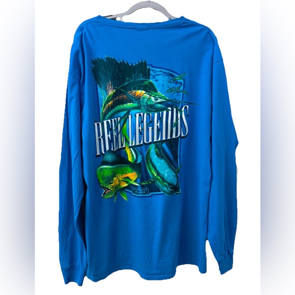 Reel Legends Florida Offshore Slam Fishing Shirt Men’s Large Blue Long Sleeve